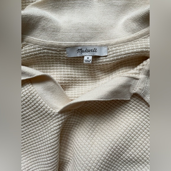 Madewell Men Ivory Johnny Collar Short Sleeve Sweater Polo Size Medium - Picture 12 of 15